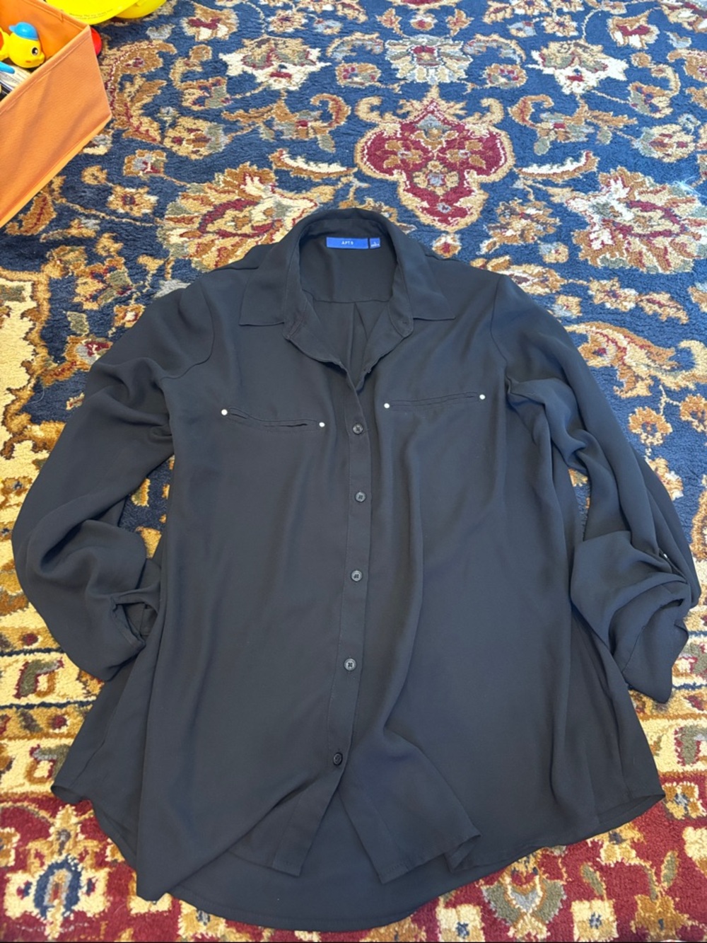 Apt. 9 Black Long-Sleeve Button Front Blouse